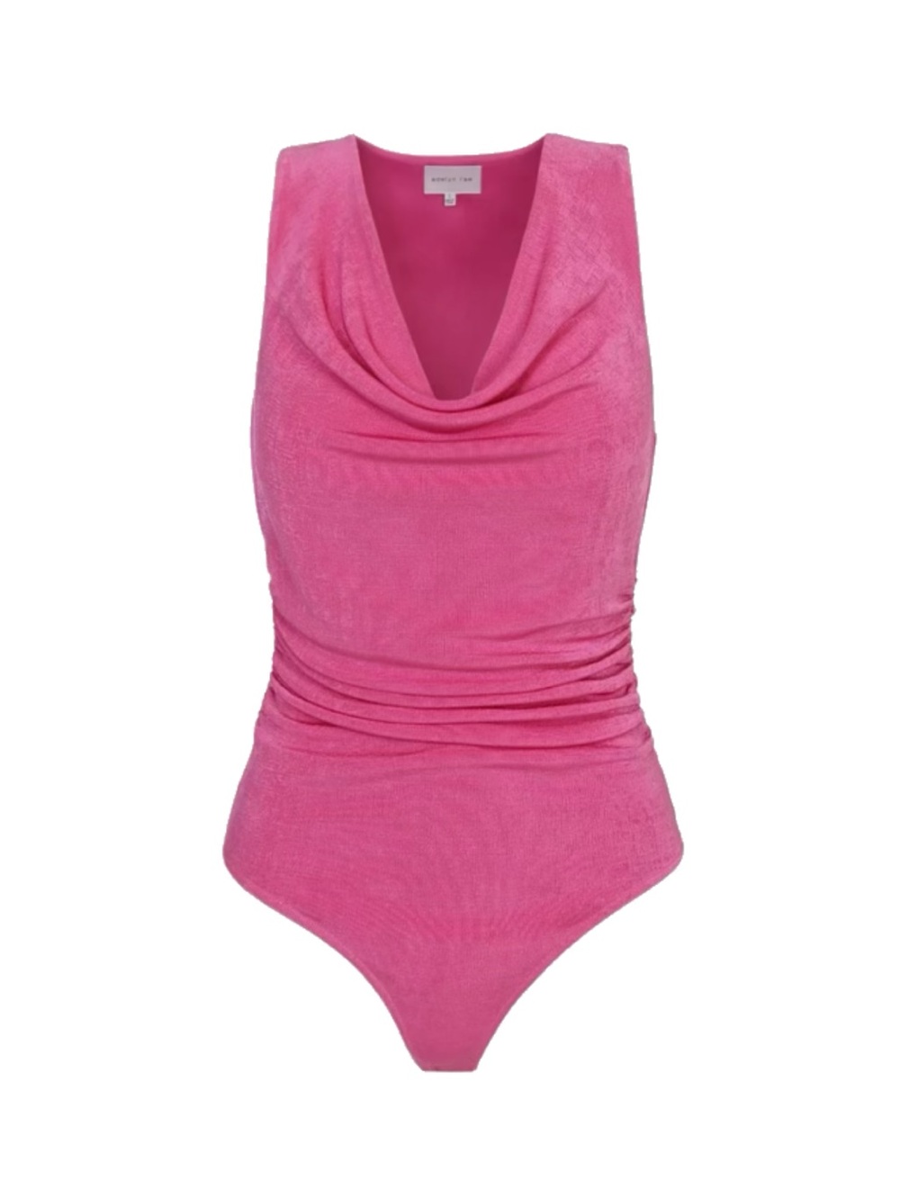 Adelyn Rae Pink Cowl-Neck Ruched Thong Bodysuit